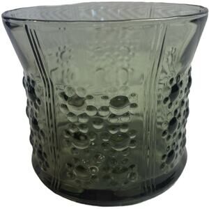 Vintage 1970's Orrefors Sweden Flora Mini Vase Smoke Gray Green Glass